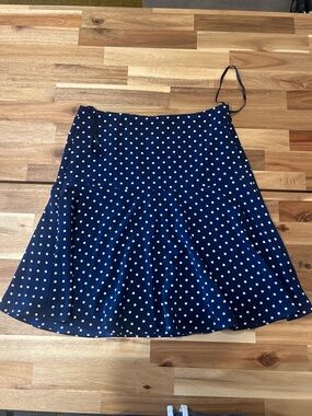 Polka Dot Navy Flared Skirt - Women